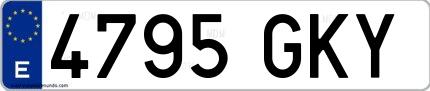 Ejemplo de matrícula española 4795 GKY