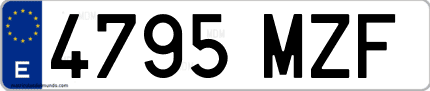 Ejemplo de matrícula de coche ordinaria 4795 MZF