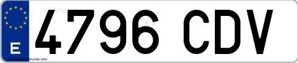 Ejemplo de matrícula española 4796 CDV