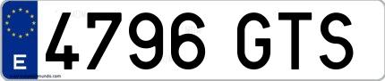 Ejemplo de matrícula española 4796 GTS