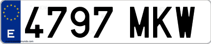 Ejemplo de matrícula de coche ordinaria 4797 MKW