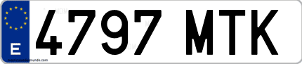 Ejemplo de matrícula de coche ordinaria 4797 MTK