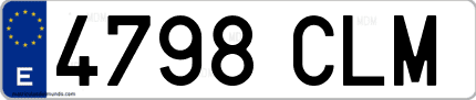 Ejemplo de matrícula de coche ordinaria 4798 CLM
