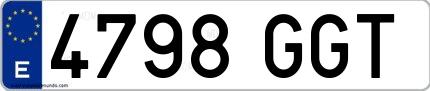 Ejemplo de matrícula española 4798 GGT