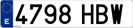 Ejemplo de matrícula española 4798 HBW