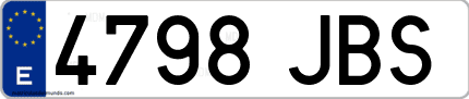 Ejemplo de matrícula de coche ordinaria 4798 JBS