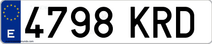 Ejemplo de matrícula de coche ordinaria 4798 KRD