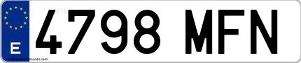 Ejemplo de matrícula española 4798 MFN