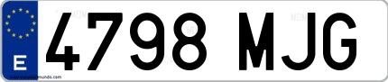 Ejemplo de matrícula española 4798 MJG