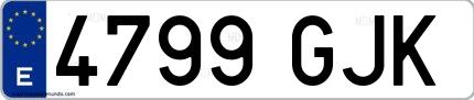 Ejemplo de matrícula española 4799 GJK