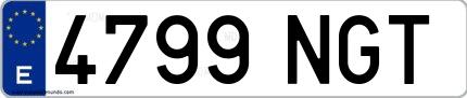 Ejemplo de matrícula española 4799 NGT