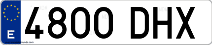 Ejemplo de matrícula de coche ordinaria 4800 DHX