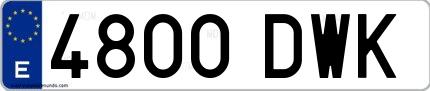 Ejemplo de matrícula española 4800 DWK