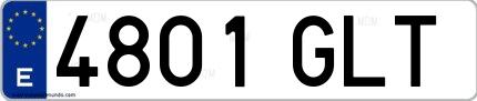 Ejemplo de matrícula española 4801 GLT