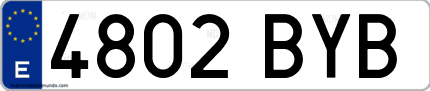 Ejemplo de matrícula de coche ordinaria 4802 BYB