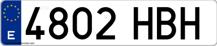 Ejemplo de matrícula de coche ordinaria 4802 HBH