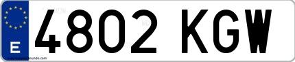 Ejemplo de matrícula española 4802 KGW