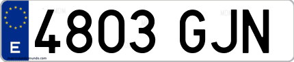 Ejemplo de matrícula de coche ordinaria 4803 GJN