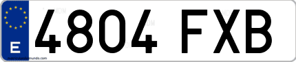 Ejemplo de matrícula de coche ordinaria 4804 FXB
