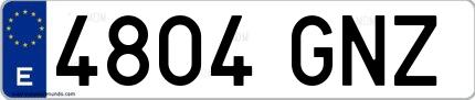 Ejemplo de matrícula española 4804 GNZ