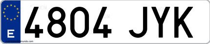 Ejemplo de matrícula de coche ordinaria 4804 JYK
