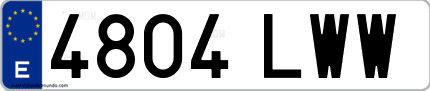 Ejemplo de matrícula de coche ordinaria 4804 LWW