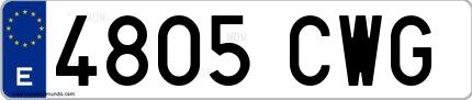 Ejemplo de matrícula española 4805 CWG