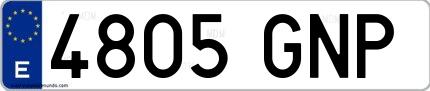 Ejemplo de matrícula española 4805 GNP