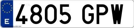 Ejemplo de matrícula española 4805 GPW