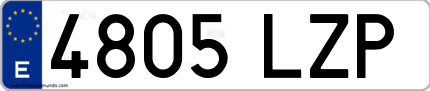 Ejemplo de matrícula de coche ordinaria 4805 LZP