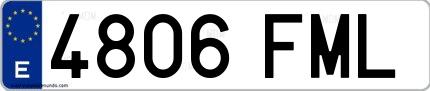 Ejemplo de matrícula española 4806 FML
