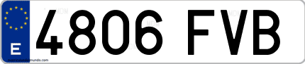 Ejemplo de matrícula de coche ordinaria 4806 FVB