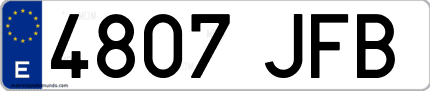 Ejemplo de matrícula de coche ordinaria 4807 JFB