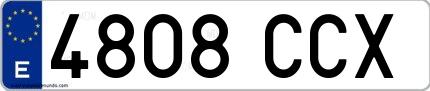 Ejemplo de matrícula española 4808 CCX