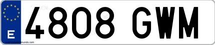 Ejemplo de matrícula española 4808 GWM