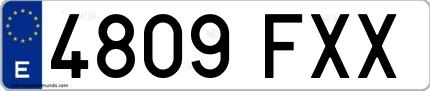 Ejemplo de matrícula española 4809 FXX