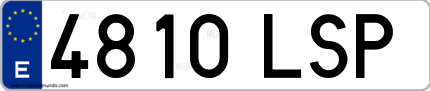 Ejemplo de matrícula de coche ordinaria 4810 LSP