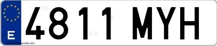 Ejemplo de matrícula española 4811 MYH