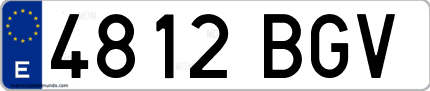 Ejemplo de matrícula de coche ordinaria 4812 BGV