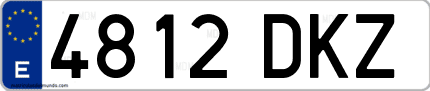 Ejemplo de matrícula de coche ordinaria 4812 DKZ