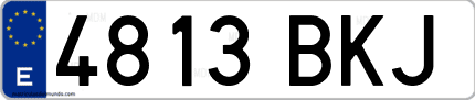 Ejemplo de matrícula de coche ordinaria 4813 BKJ
