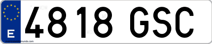 Ejemplo de matrícula de coche ordinaria 4818 GSC