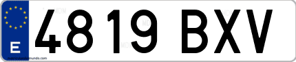 Ejemplo de matrícula de coche ordinaria 4819 BXV