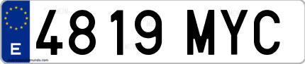 Ejemplo de matrícula de coche ordinaria 4819 MYC