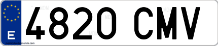 Ejemplo de matrícula de coche ordinaria 4820 CMV