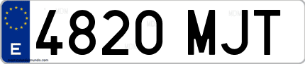 Ejemplo de matrícula de coche ordinaria 4820 MJT