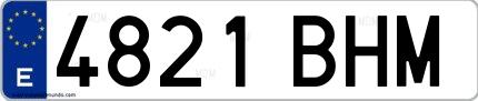 Ejemplo de matrícula española 4821 BHM