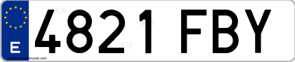 Ejemplo de matrícula de coche ordinaria 4821 FBY