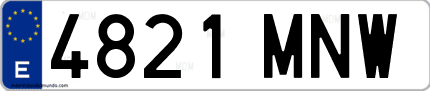 Ejemplo de matrícula de coche ordinaria 4821 MNW
