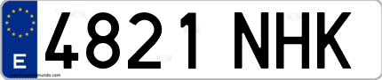 Ejemplo de matrícula de coche ordinaria 4821 NHK